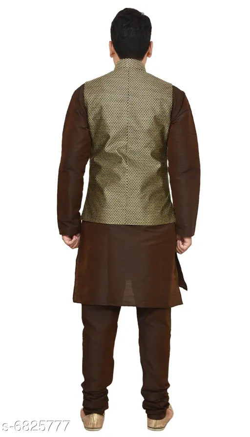 "Men's Kurta Pajama Sets" Men's kurta-pajama/payjama with silk jacket set/Diwali Special Gift for Brother