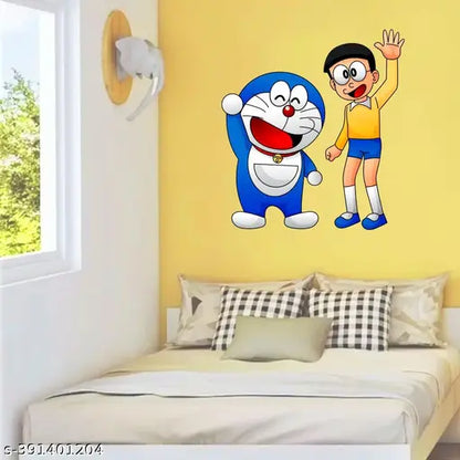 COLOURED WINGS Trendy Doraemon Designs of Self Adhesive Wall Stickers for Living Room, Bedroom, Hall and Home Decoration(Pack of 1)