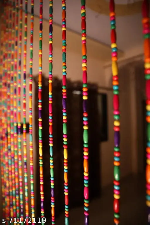 Wooden Beads Multicolored Curtains, Beaded curtain, Multicolored Strings Curtain, Boho Curtain