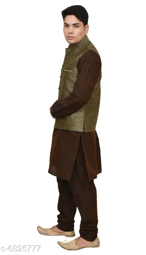 "Men's Kurta Pajama Sets" Men's kurta-pajama/payjama with silk jacket set/Diwali Special Gift for Brother