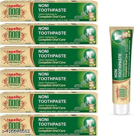 (PACK OF 6) Noni Toothpaste with Aloe Vera for Entire Family, Daily Oral Detox, Pure Herbal Toothpaste (150 g, Pack of 6)