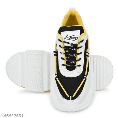 Yellow Solid Running Shoes For Men