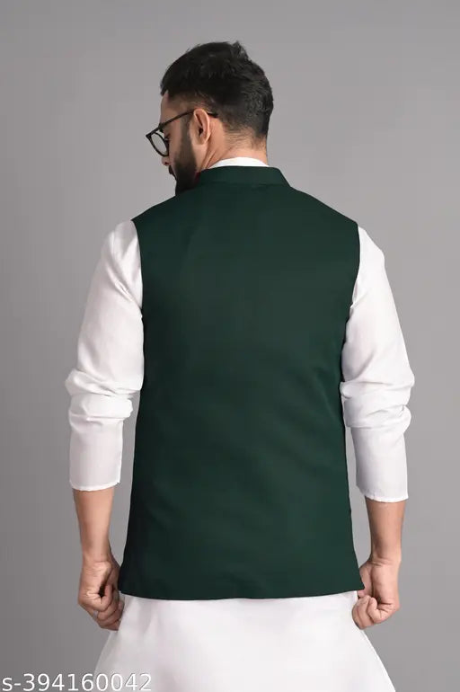 Xenor Men's Green Ethnic Jackets