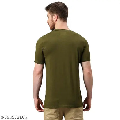 Klub Fox Men's Solid Regular Round Green Tshirts