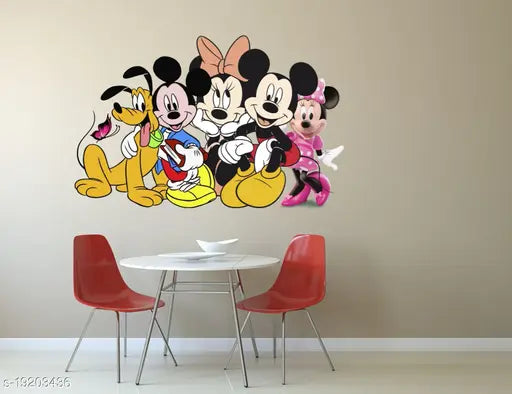 A.K. Graphic Disney Cartoon Mickey Mouse, Mini Mouse and Pluto Wall Sticker