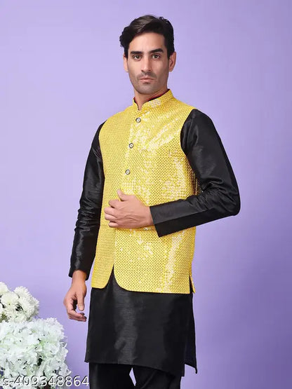 Men'sPartywearGoldenNehru