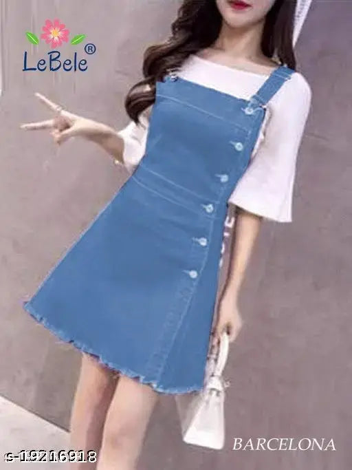 Wome DenimWestarn Pinafore Dress Single Piece Only