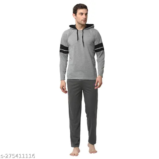 Vimal Jonney Men's Striped Hood Grey Tracksuits