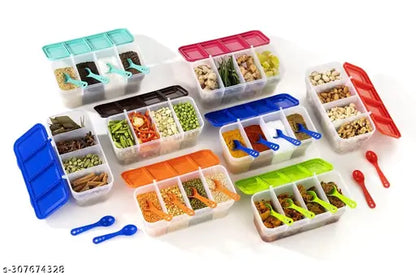 Food Container 4 in 1 Transparent (BUY 1 GET 1 FREE) Plastic Lock Food Storage Airtight Container Jar for Cereals, Snacks,pickle, Grocery Container, Fridge Container (BLUE AND BLUE) (BUY 1 GET 1 FREE)