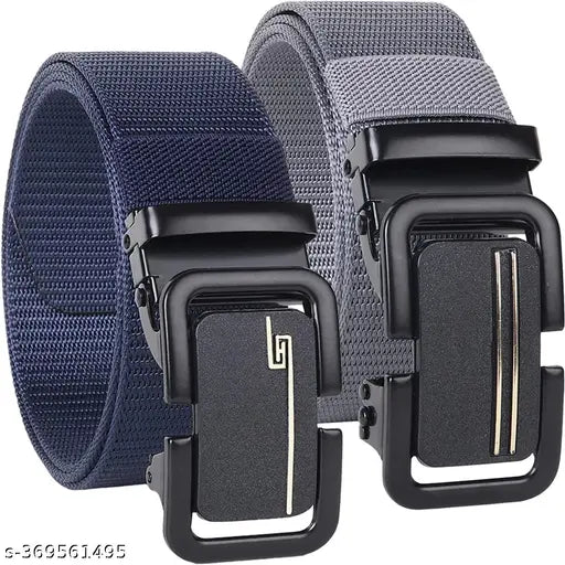 Wood Bazar Men's Trendy Nylon Formal, Casual, Party Autolock Grip Belt