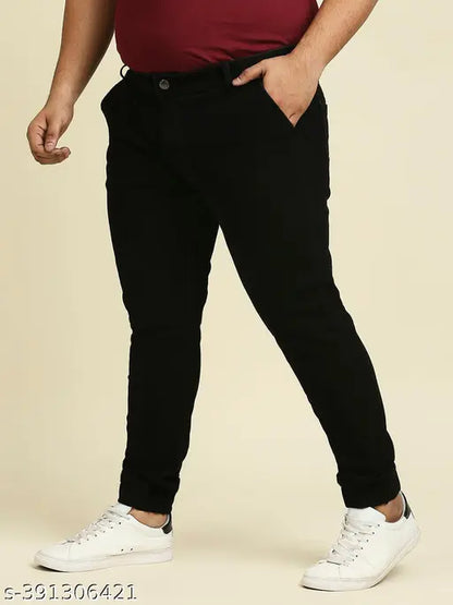 High Star Men Plus Size Black Slim Fit Stretchable Jeans