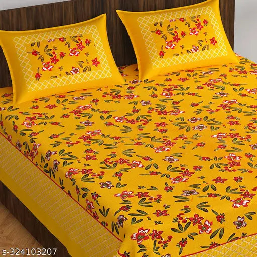 100 % cotton double bed bedsheet with 2 pillow cover