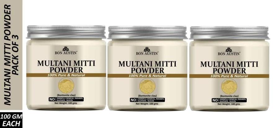 Bon Austin Multani Mitti Face Mask Powder (Pack Of 3)