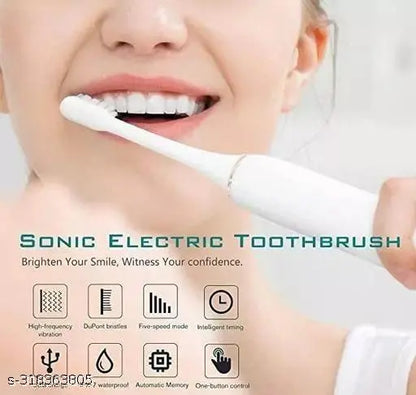 X-3 Sonic Rechargeable Electric Toothbrush for Adult & Kid’s / 3 Brush Heads / 6 Operational Modes(black)