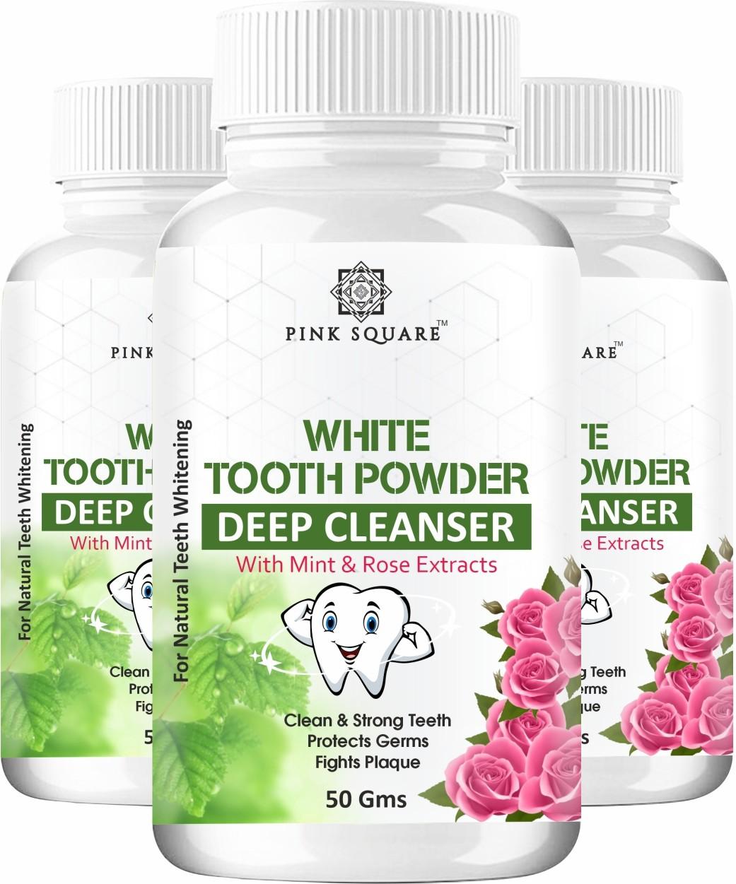 100 %% Organic Teeth Whitening White Tooth Powder For Tobacco Stain, Tartar, Gutkha Stain and Yellow Teeth Removal Combo Pack of 3 50Gm (150gm)