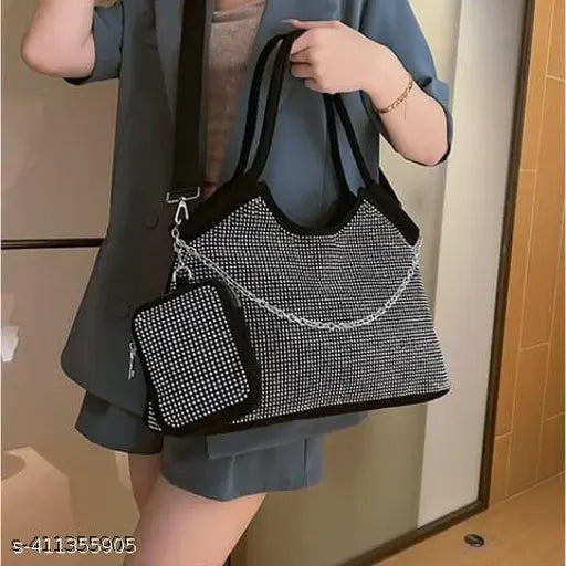 Women Stylish Casual Silver Handbag