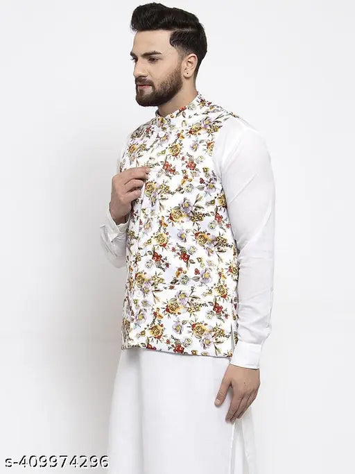 Jainish Jompers Men's White Ethnic Jackets