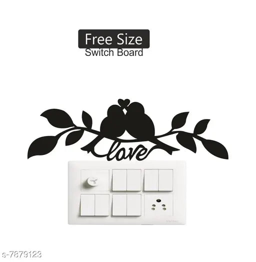 " Beautiful love birds " Decorative switch Board sticker size (Pack of 1)