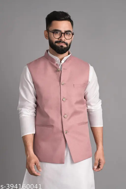 Xenor Men's Pink Ethnic Jackets