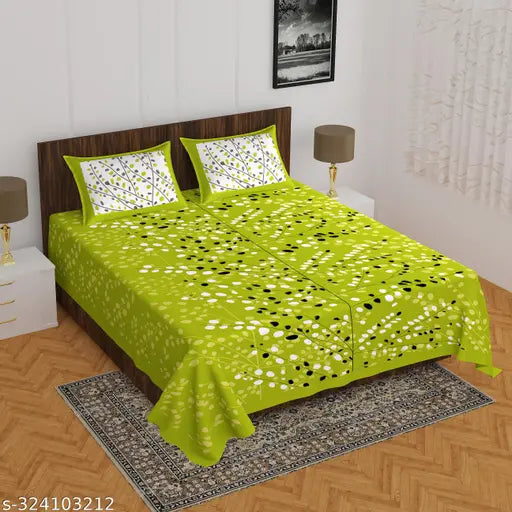 100 % cotton double bed bedsheet with 2 pillow cover