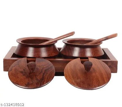 SwuD Enterprises Wooden Mukhwas Container | Masala Box | Spice Rack | Spice Storage Jars | Condiment Mukhwas Container Spice Holders Supari Saunf Container Set Masala Container Mukhwas Tray Set Gift Item