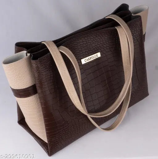 Dual tone croco pattern tote handbags for womens