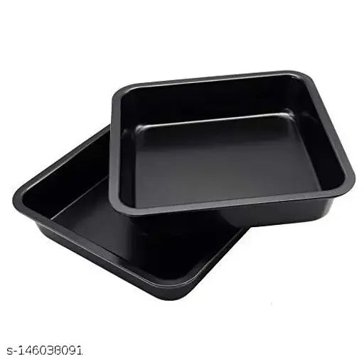 Zeinwap Carbon Steel Square Bake-ware Cake Pan (Black, Pack of 2)