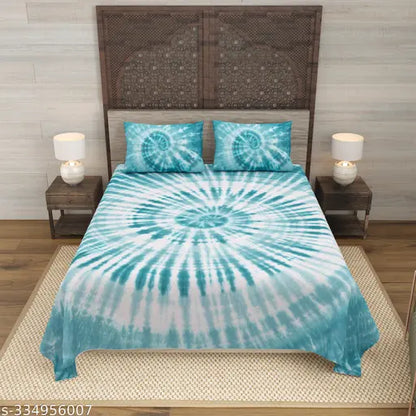 Jaipuri Shibori Bandhej Tie And Dye King Size 100% Fast Colour Bedsheet With 2 Stitched Pillow Covers