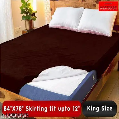 Mattress Protector 100% Waterproof Terry Cotton Ultra Soft Fitted King Size Mattress Protector, Breathable, Hypoallergenic Bed Cover , Mattresses Cover Coffee (84X78 inch) | 7x6.5xfeet