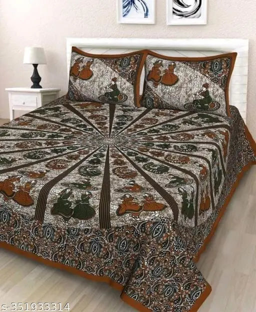 180 tc cotton double bedsheet combo of 1 bedsheet with 2 pillow cover