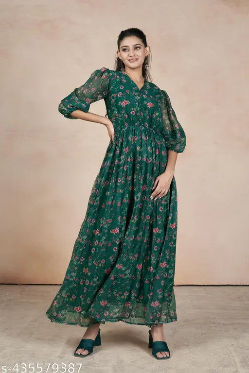 ||Green color western gown for women party wear || Green maxi dress || party wear latest gowns for women || latest gown design ||gown for women wedding party|| long dress for women|| long gown for women||