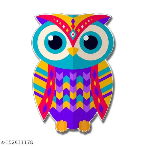 Yey Colorful Owl Fridge Magnet Refrigerator Stylish Mandala Design for Home, Kitchen and Office Decoration (Multicolour, 4x3 inches) Single Piece