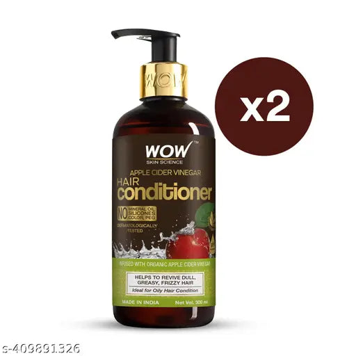 WOW Skin Science Apple Cider Vinegar Hair Conditioner for Dull & Frizzy Hair | 300ml | Pack of 2