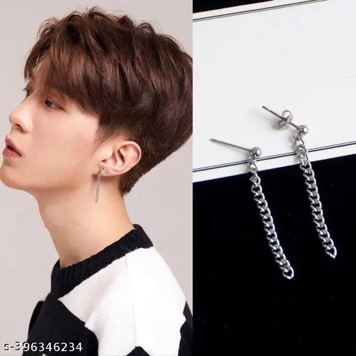 ZEBRA PATH Chain Earrings, Bts Earrings, KPOP Earrings, Unisex Earrings, Stainless Steel Earrings, Dangler Earrings, Chain Earrings, Anti-Tarnish Earrings, Korean Earrings, Unisex Earrings For Women/Men/Girls/Boys