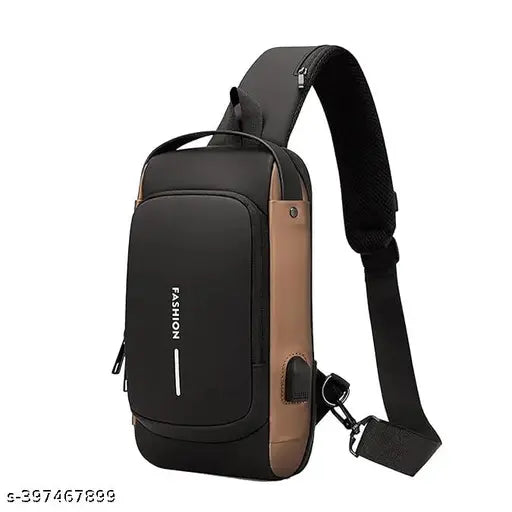 Anti Theft Sling Bag Multi Compartment Travel Water-Resistant Bag Shoulder Chest Bag with USB Coded Lock Outdoor Sports Phone Waist Bag Sling Bag for Men Women