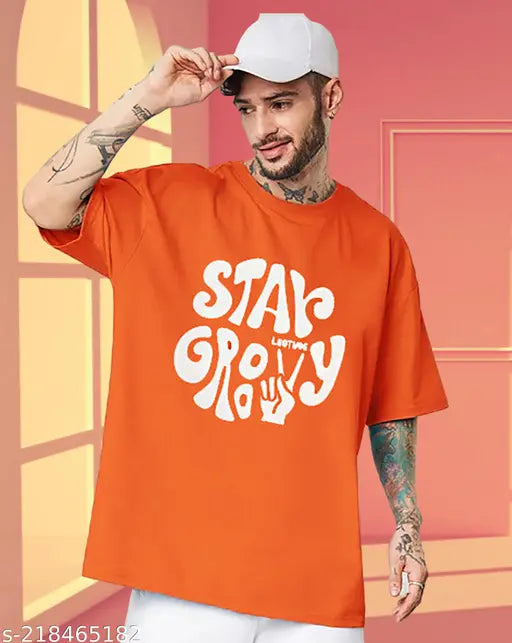 Trendy LEOTUDE Oversized Half Sleeve Men's T-Shirt