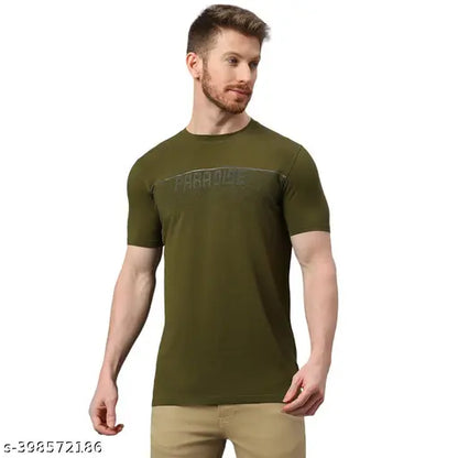 Klub Fox Men's Solid Regular Round Green Tshirts