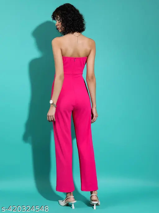 Ketch Women Fuscia & Purple Solid Jumpsuit