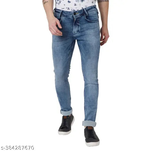 Mufti Men's Skinny Light Blue Jeans