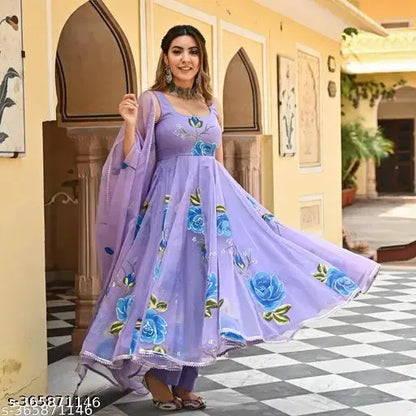 Printed Georgette Stitched Anarkali Gown