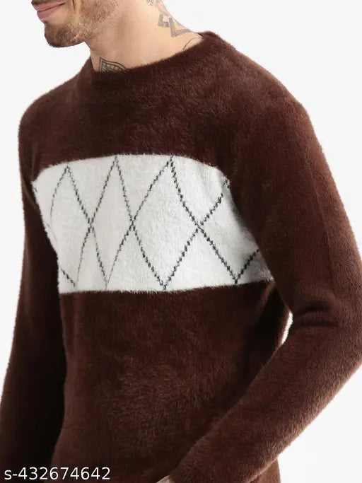 ShowOff Men's Argyle Slim Brown Sweaters