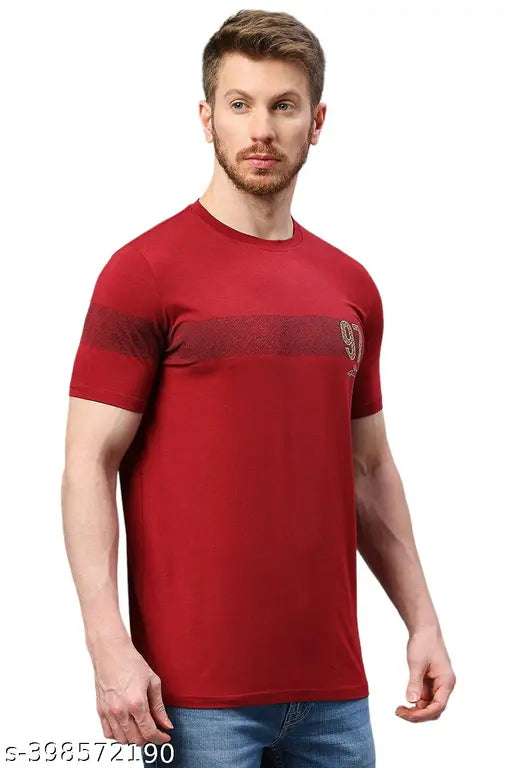 Klub Fox Men's Typography Regular Round Red Tshirts