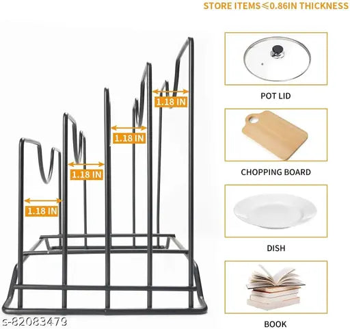 Multifunction Kitchen Cabinet Pan Cover Storage Rack Plate, Pot, Lid Rack, Cutting Board Organizer for Kitchen Pantry and Countertop