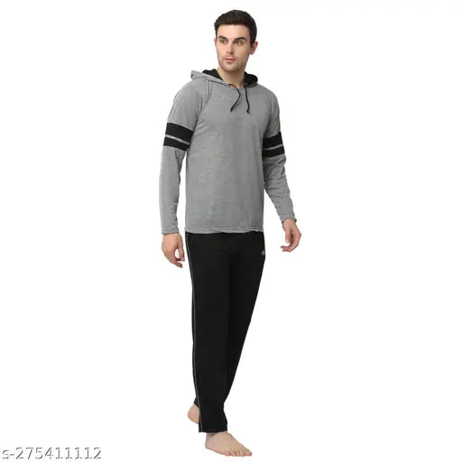 Vimal Jonney Men's Striped Hood Grey Tracksuits