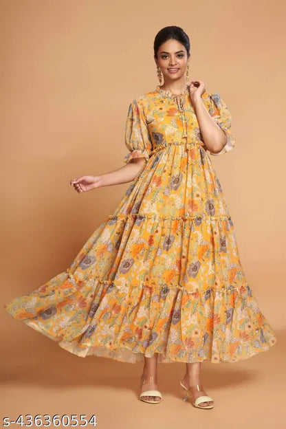 ||Yellow western gown for women party wear || yellow maxi dress || party wear latest gowns for women || latest gown design ||gown for women wedding party|| long dress for women|| long gown for women||