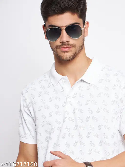 Men's Cotton Half Sleeves Printed Polo T-shirt