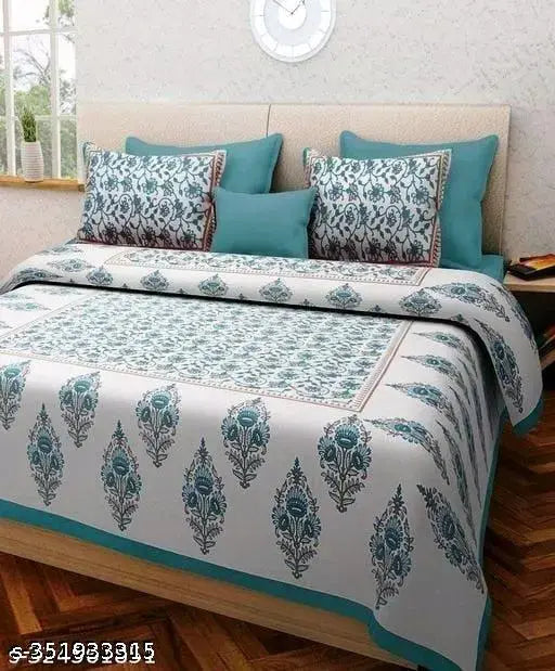 180 tc cotton double bedsheet combo of 1 bedsheet with 2 pillow cover