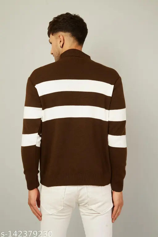 Kvetoo Men's Colorblocked Brown Sweaters