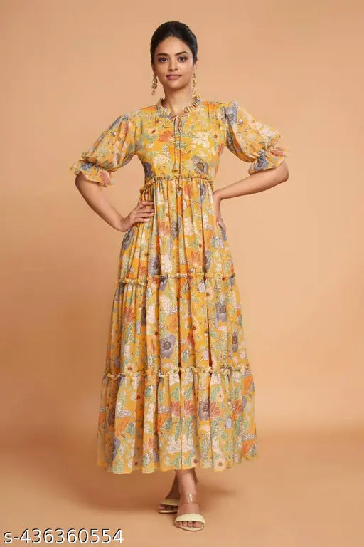 ||Yellow western gown for women party wear || yellow maxi dress || party wear latest gowns for women || latest gown design ||gown for women wedding party|| long dress for women|| long gown for women||