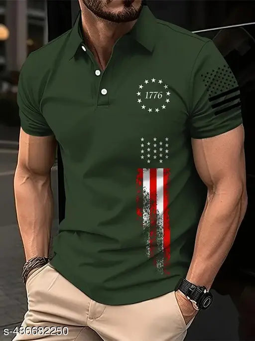 Men's Polo T-shirt Collar Neck Half Sleeve Pack of 1 Olive Green Color